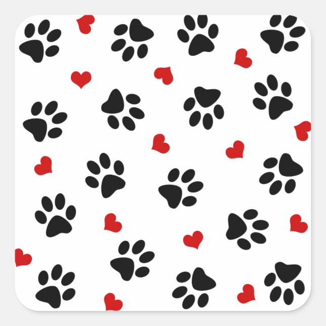 Paws and Hearts Square Sticker (Front)