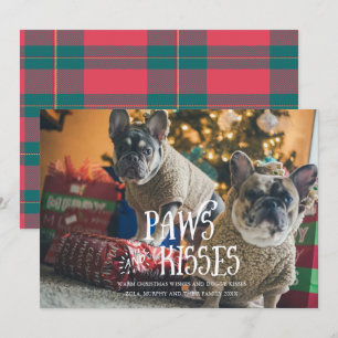 Paws and Kisses Silly Pet Photo Holiday Card