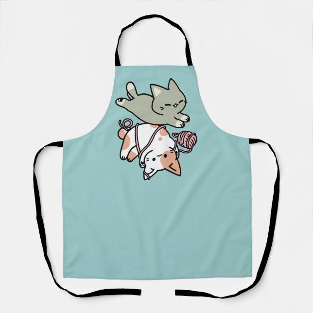 Paws and Play – Adorable Cat Illustration Apron (Front)