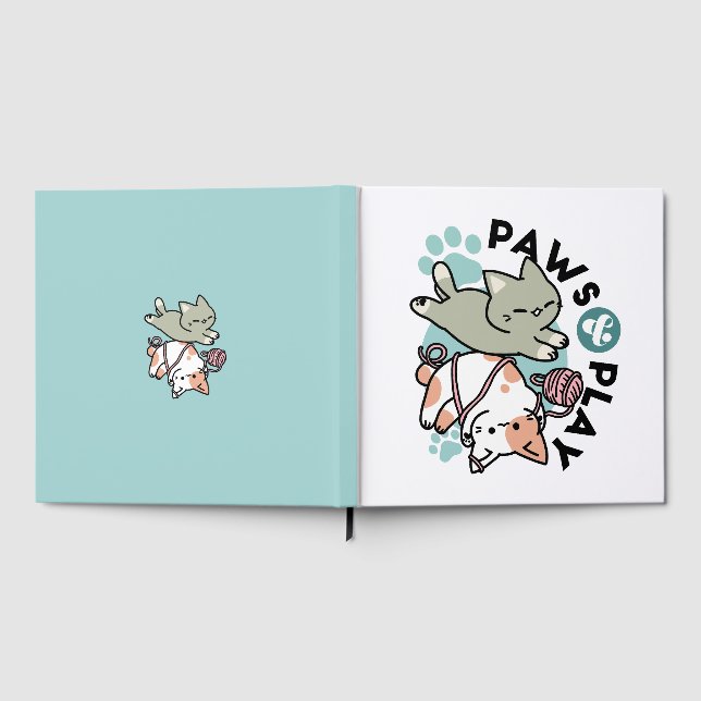 Paws and Play – Adorable Cat Illustration Guest Book (Full)