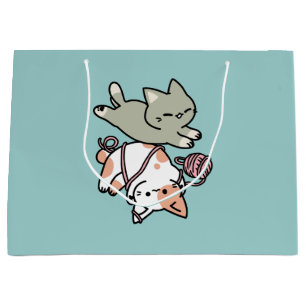Paws and Play – Adorable Cat Illustration Large Gift Bag