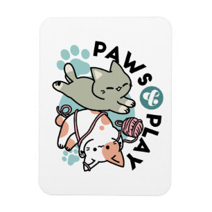 Paws and Play – Adorable Cat Illustration Magnet