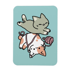 Paws and Play – Adorable Cat Illustration Magnet