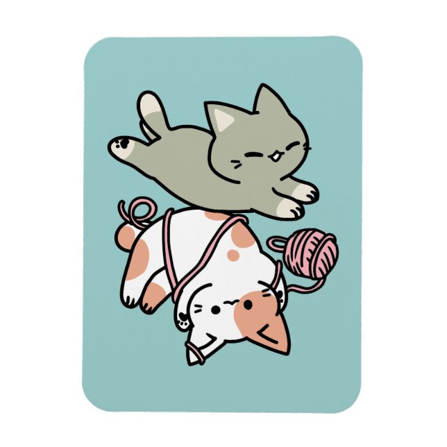 Paws and Play – Adorable Cat Illustration Magnet (Vertical)