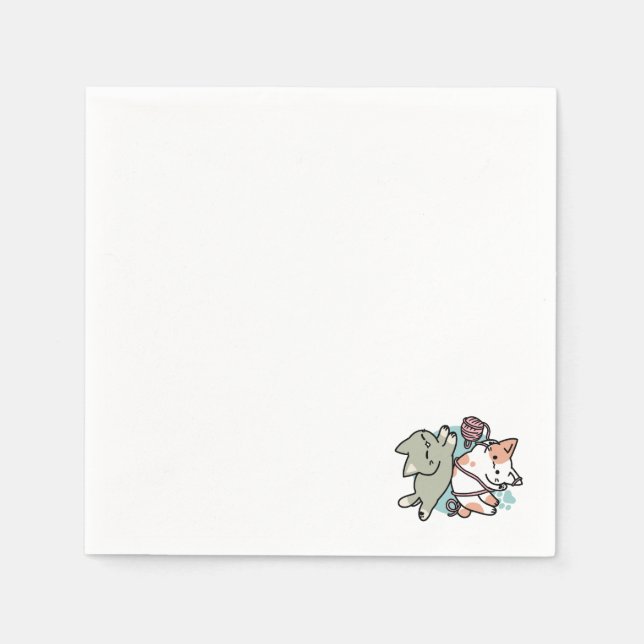 Paws and Play – Adorable Cat Illustration Napkin (Front)