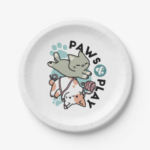 Paws and Play – Adorable Cat Illustration Paper Plate