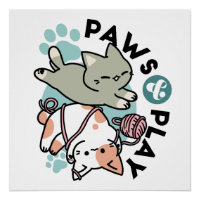 Paws and Play – Adorable Cat Illustration