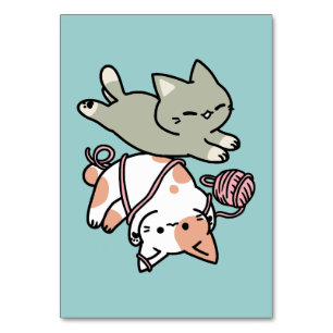 Paws and Play – Adorable Cat Illustration Table Number