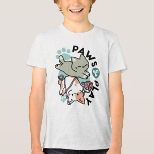 Paws and Play – Adorable Cat Illustration Tri-Blend Shirt