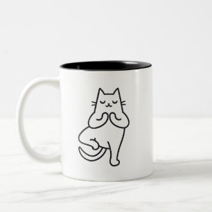 Paws and Poses: Feline Flow Yoga cat lover design Two-Tone Coffee Mug