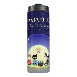 Paws and Purity: Edneko's Kamakura Festivity Thermal Tumbler