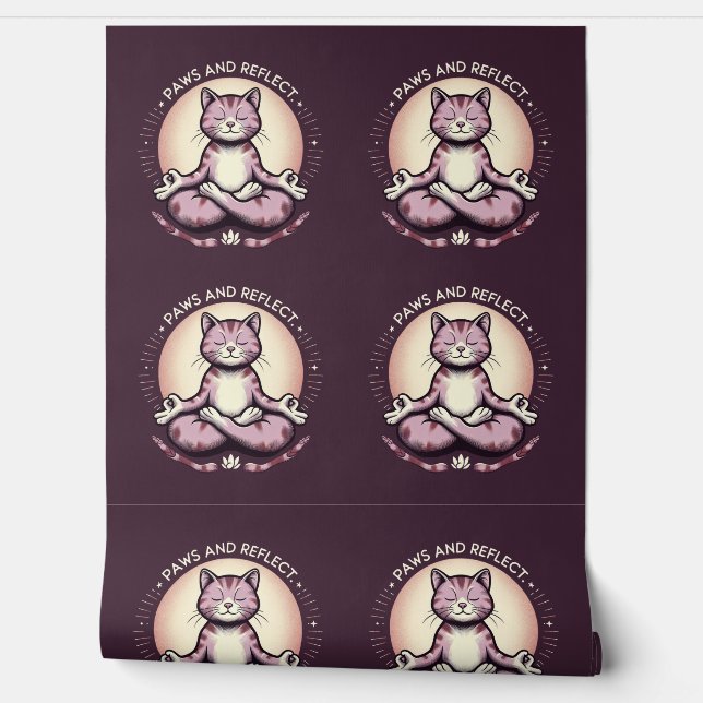 Paws and Reflect Cat Zen-Inspired Home Décor Wallpaper (Unrolling)