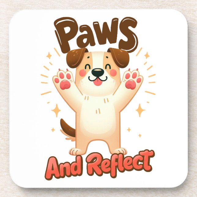 Paws And Reflect Cute Dog Coaster (Front)