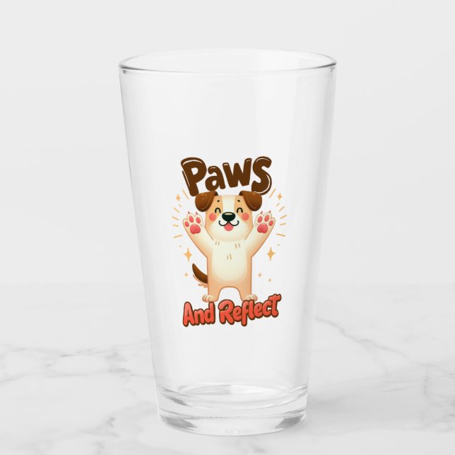 Paws And Reflect Cute Dog Glass (Front)