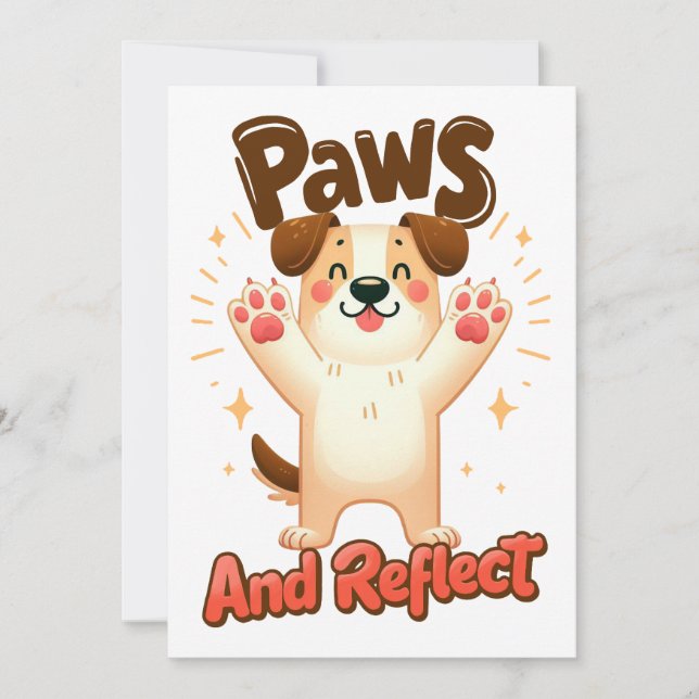 Paws And Reflect Cute Dog Thank You Card (Front)