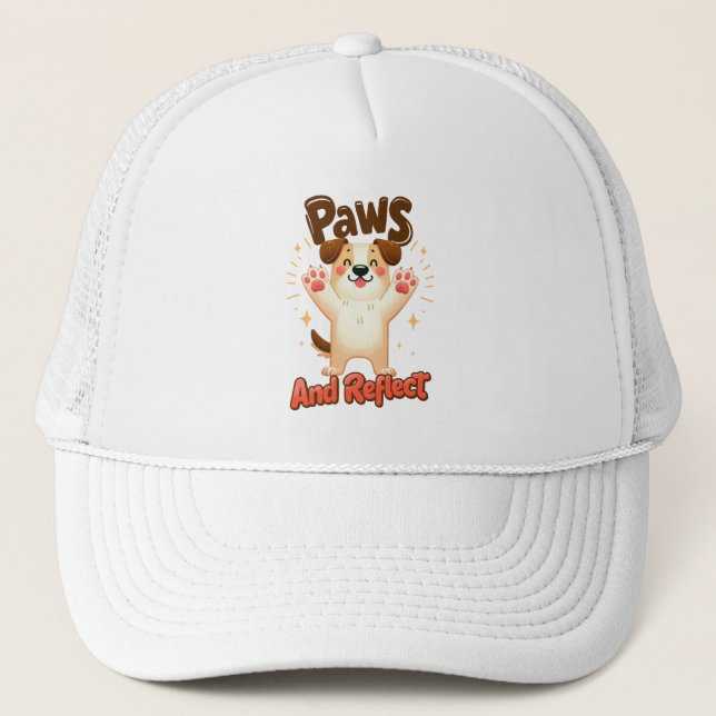 Paws And Reflect Cute Dog Trucker Hat (Front)