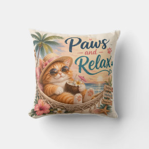 Paws and Relax Beach Cat Cushion