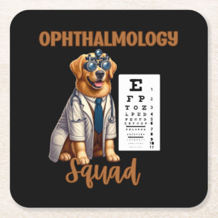 Paws and Vision Animal Ophthalmology Squad Square Paper Coaster