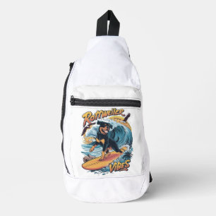 Paws and Waves Rottweiler Surfing Adventure Sling Bag