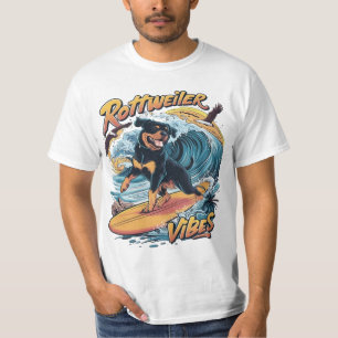 Paws and Waves Rottweiler Surfing Adventure T-Shirt