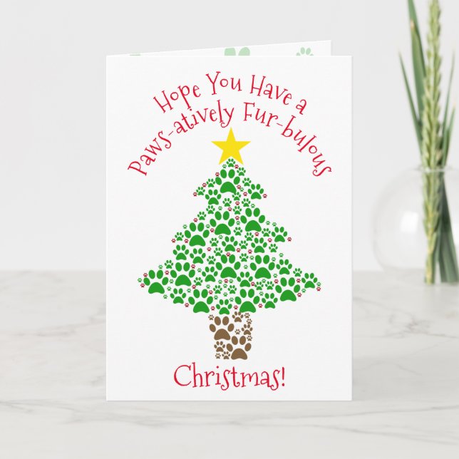 Paws-atively Fur-bulous Christmas Cute Pet Lovers  Holiday Card (Front)