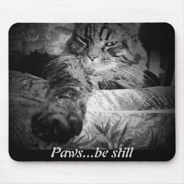 Paws...be still. Funny Cat Mouse Mat (Front)