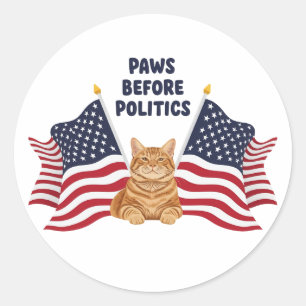 Paws Before Politics – Patriotic Cat Sticker