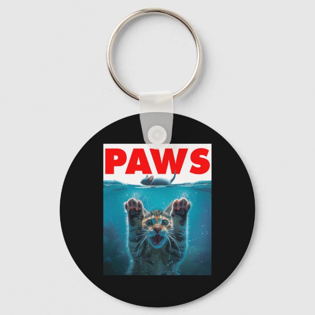 Paws Cat And Mouse Parody Humourous Kitten Chasing Key Ring (Front)