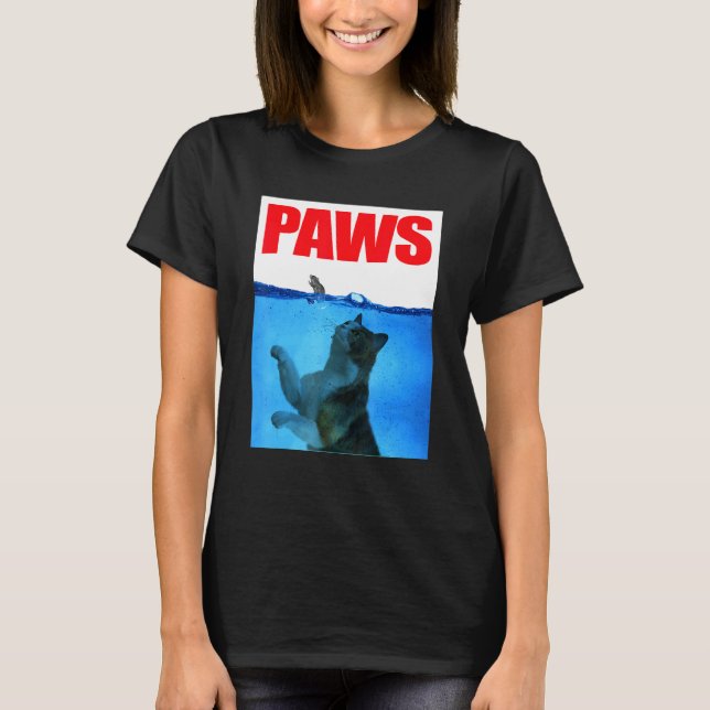 Paws Cat and Mouse Terrifying Monster Cat Attack S T-Shirt (Front)