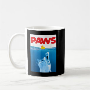 PAWS Cat And Yellow Rubber Duck Cute Kitten Funny  Coffee Mug