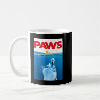 PAWS Cat And Yellow Rubber Duck Cute Kitten Funny  Coffee Mug