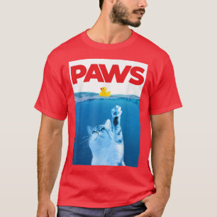 PAWS Cat And Yellow Rubber Duck Cute Kitten Funny T-Shirt