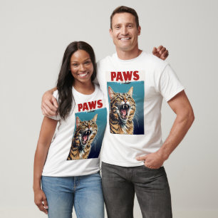 PAWS Cat Design T-Shirt