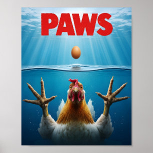 PAWS Chicken Meme – Jaws-Inspired Poultry Humour Poster