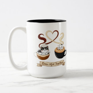 Paws, coffee, love. The purr-fect blend. 💖 Two-Tone Coffee Mug