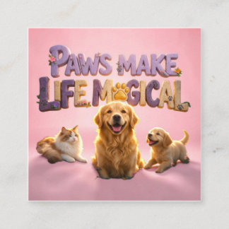 Paws,Cute Dog Cat Puppy Pet Lover Square Business Card