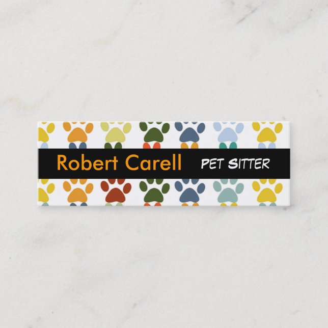 Paws Cute & Fancy Colourful Animal  Pet Mini Business Card (Front)