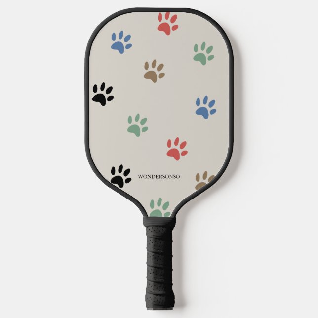Paws Dog Cat Monogrammed Name Pickleball Paddle (Front)