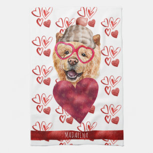 Paws Dog Lover Valentine Gift Chow Chow Tea Towel