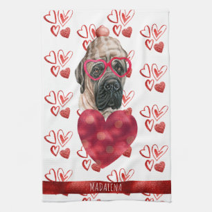 Paws Dog Lover Valentine Gift English Mastiff Tea Towel