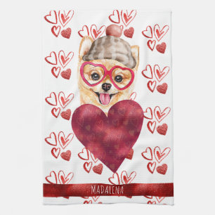 Paws Dog Lover Valentine Gift Pomeranian Tea Towel