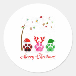 Paws dog merry Christmas funny shirt Classic Round Sticker