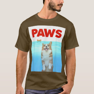 Paws Dog Parody 80s Corgi Shark Funny Dog Gift  T-Shirt
