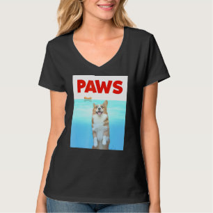 Paws Dog Parody 80s Corgi Shark Funny Dog T-Shirt