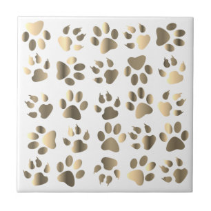 Paws Dog Pet Taupe Beige Fawn Tile