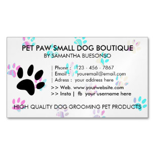 Paws dogs pet grooming 	Magnetic business card