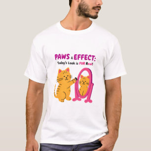 Paws & Effect T-Shirt – Trendy Cat Doing Makeup wi