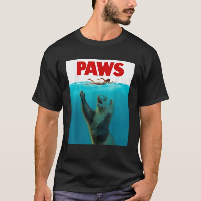 Paws Ferret Shark Parody Funny Ferret Owner Ferret T-Shirt (Front)