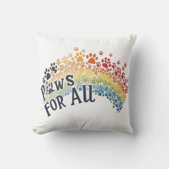 Paws for All – Rainbow Paw Print Unity  Cushion (Front)