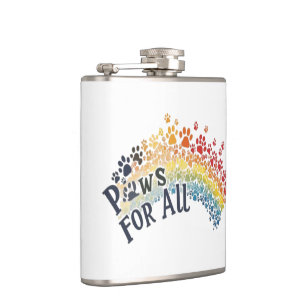 Paws for All – Rainbow Paw Print Unity Hip Flask